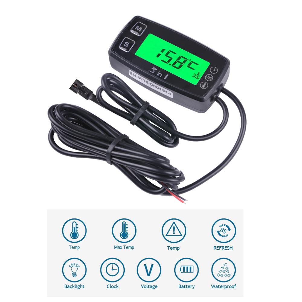 Medidor de temperatura, voltímetro, reloj, SENSOR de temperatura, medidor de voltaje para motocicleta, moto de nieve, Atv, motor de barco