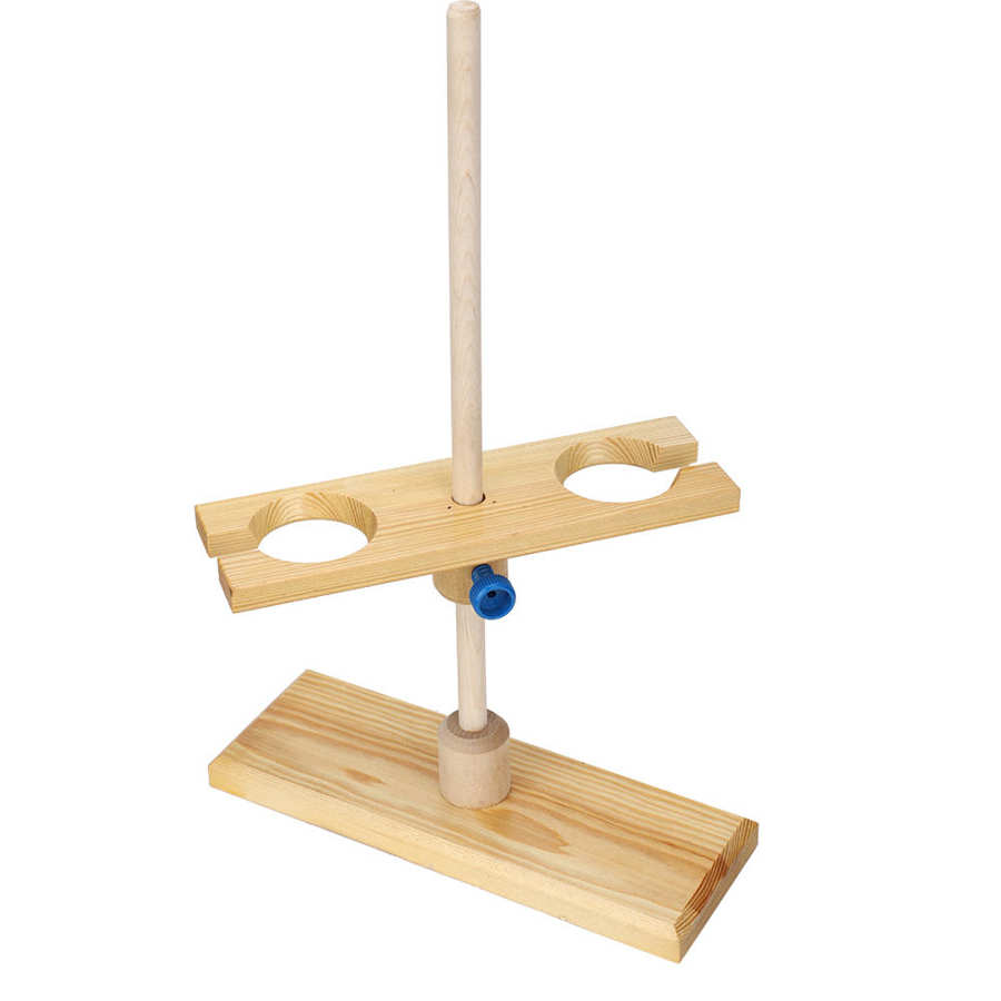 Wooden funnel stand 2 holes Separatory funnel Stand Rack Height-adjustable for laboratory experiment Lab Supplies