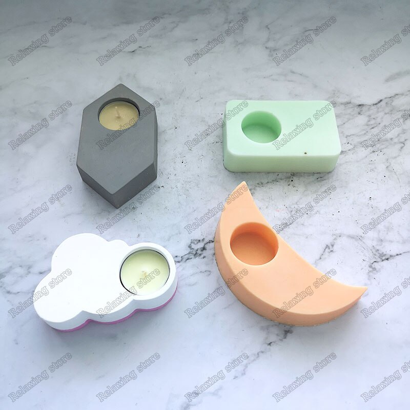 Candle Holder Concrete Molds Different Shapes Candlestick Plaster Crafts Mould Succulents Cement Clay Molds