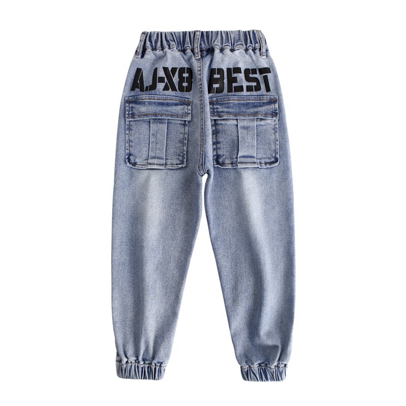 Brand big boy jeans children's spring wear boy long pants style of children's baggy jeans big pocket 15-12 year old