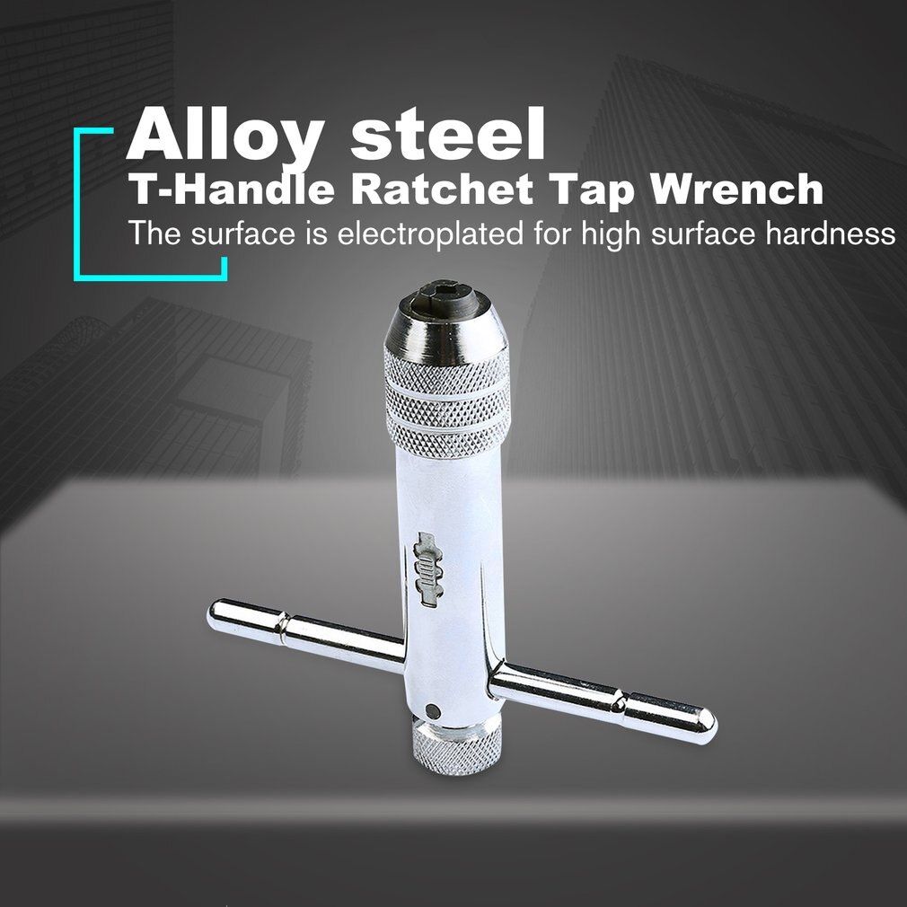 Adjustable T-Handle Ratchet Tap Wrench Machinist Tool Twisted Wire Tapping Hand Tap Wrench T-shape Tap Hinge Hand Tool