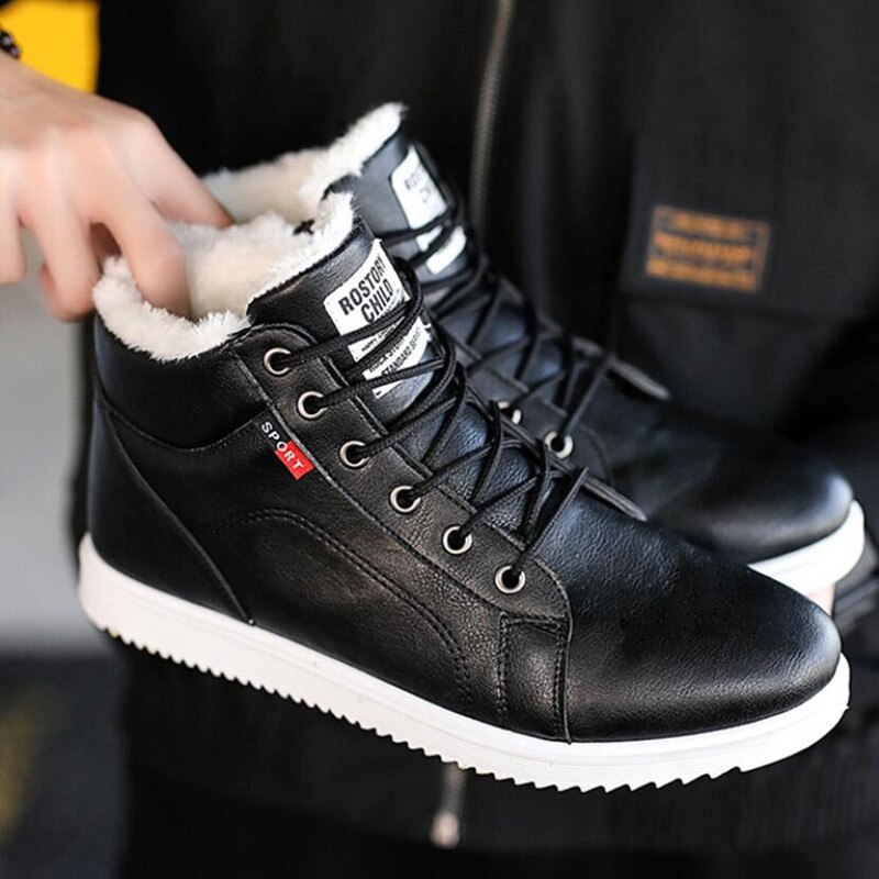 Winter herren Stiefel Winter Neue Männer lässig Hohe Zu Helfen Baumwolle Schuhe Flut Schuhe herren Wasserdichte nicht-Unterhose Warme Schnee Stiefel: Schwarz / 40