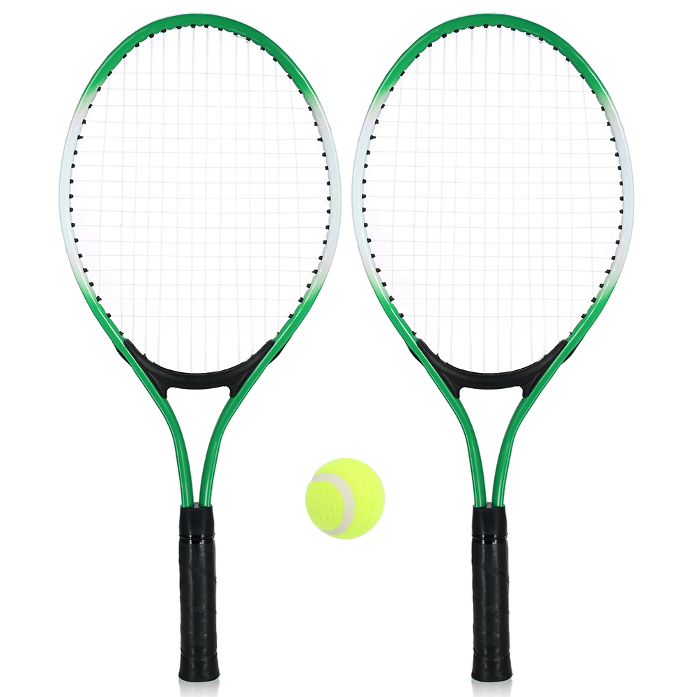 2Pcs Kids Tennis Racket Training Racket with 1 Tennis Ball and Cover Bag for Kids Youth Childrens Tennis Rackets: Green