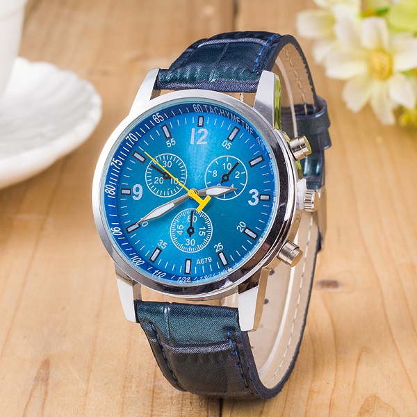 PU Leather Watch Men Women Luxury Brand Analog Stainless Steel Business Quartz Watches Male Clock Relogio Masculino: Blue