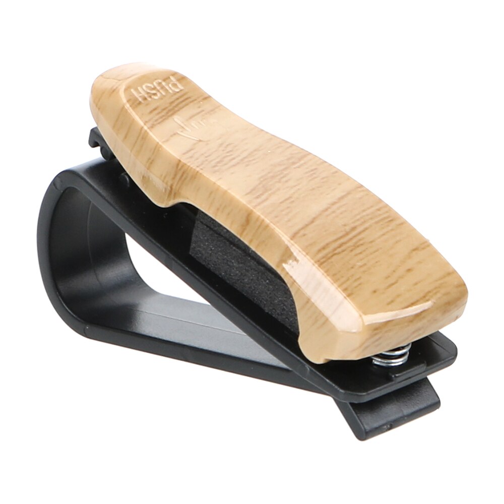 Leepee wood grain brilleetui brilleholder bil køretøj solskærm solbriller klemme auto fastener klip brilleholder: Beige