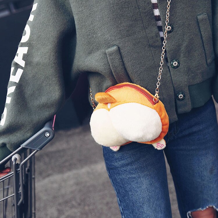 Darmowa wysyłka zwierząt placki pluszowa torba na ramię Harajuku corgi krupon 3D Crossbody torby z pazurami prezent na boże narodzenie