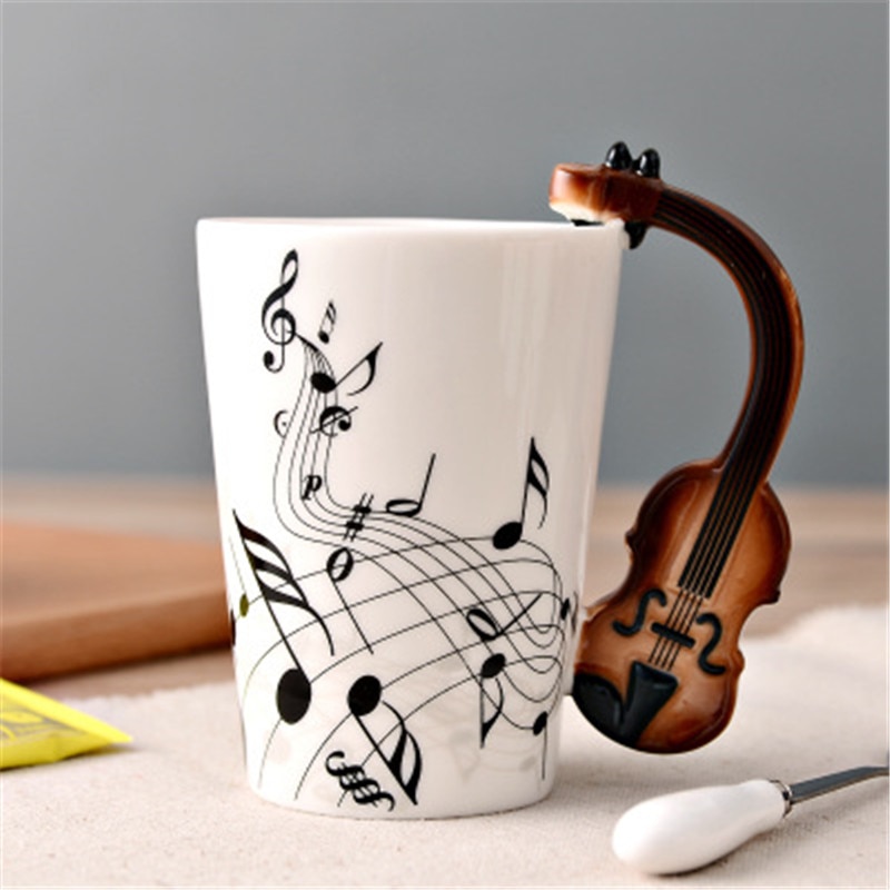 Teemukit musiikki kitara keraaminen muki kahvikuppi kahvalla mukit kahvikupit canecas tazas matkapullo