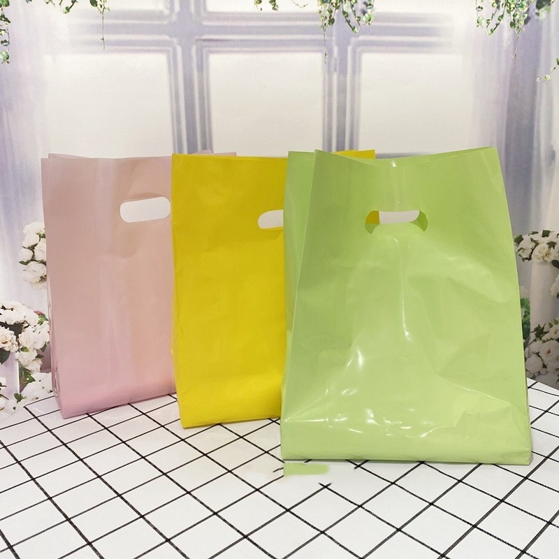 50 Stuks Dikke Plastic Zakken 15X25X3Cm Effen Kleur Sieraden Verpakking Tassen Winkelen Plastic Bag met Handvat