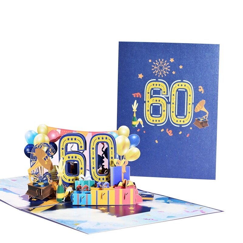 3D Pop Up Cards Romantic Anniversary Greeting Card 1st 10/18/20/30/40/100th Anniversary for Valentines Day Wedding All Occasion: 60th