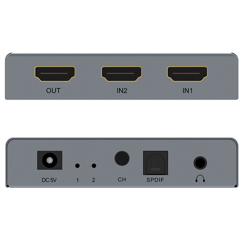 Hdmi Switcher 4K Hd O Extractor 2X1 O Splitter Ondersteuning Hdr 4K/30Hz Switcher Voor Laptop/Oortelefoon/Display