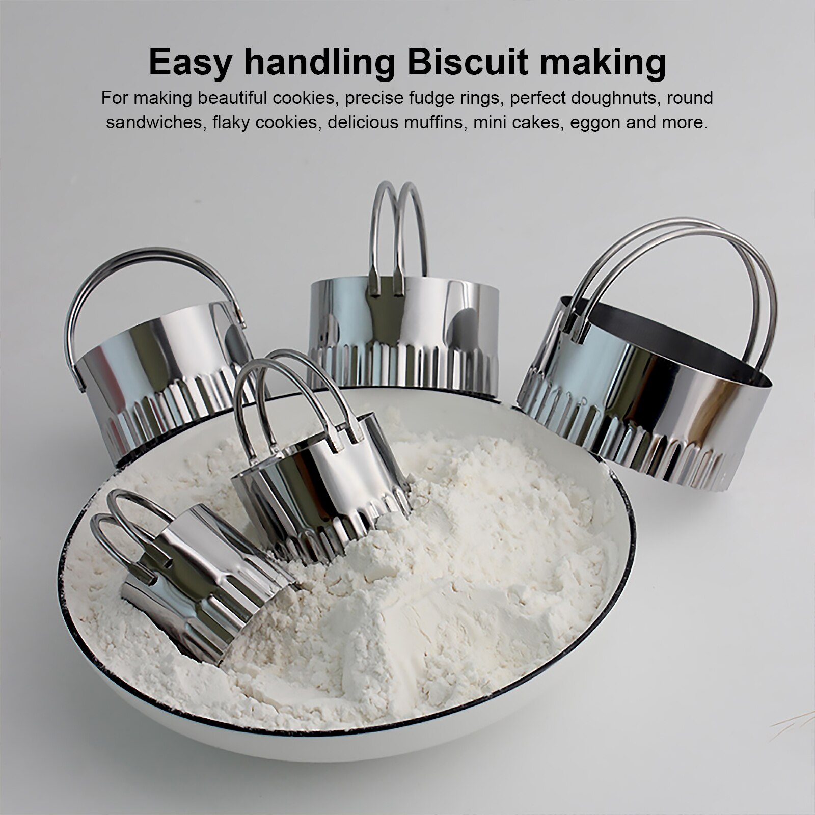 5 Pcs Biscuit Cutter Set Stainless Steel Cake Embossed Molds Cookies Cutter Molds Baking Tools Pastry and Baker Accessories