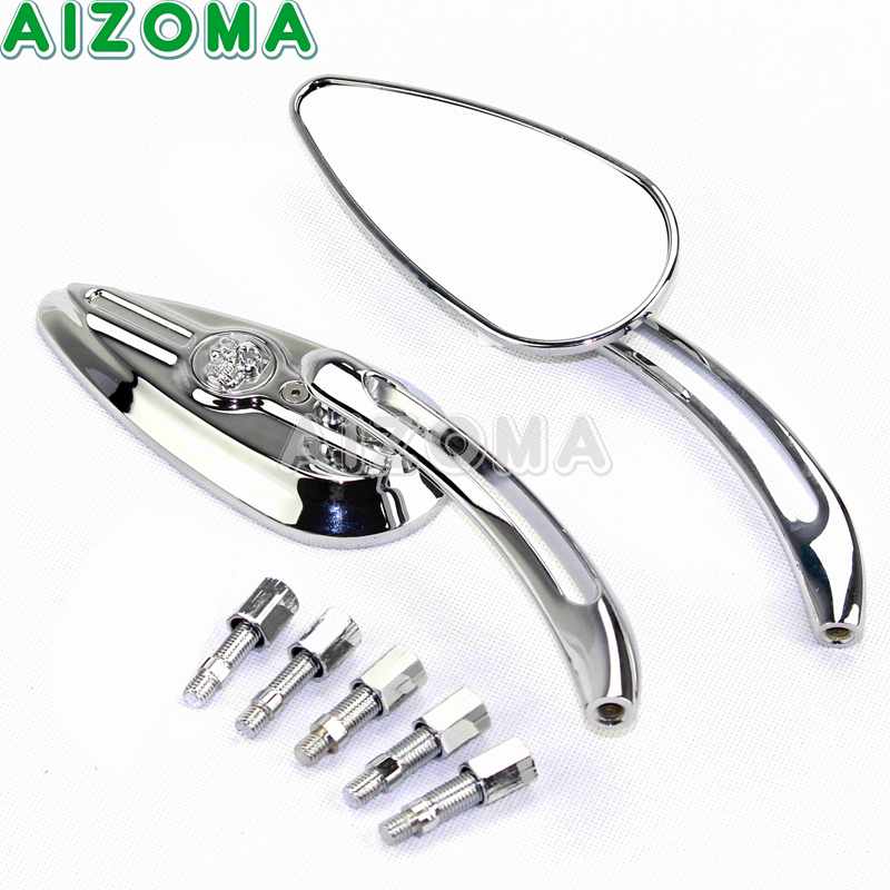 Espejos retrovisores cromados de 2 uds. Para motocicleta, espejo retrovisor lateral de aluminio para Harley Sportster Dyna Heritage, crucero Softail: Chrome