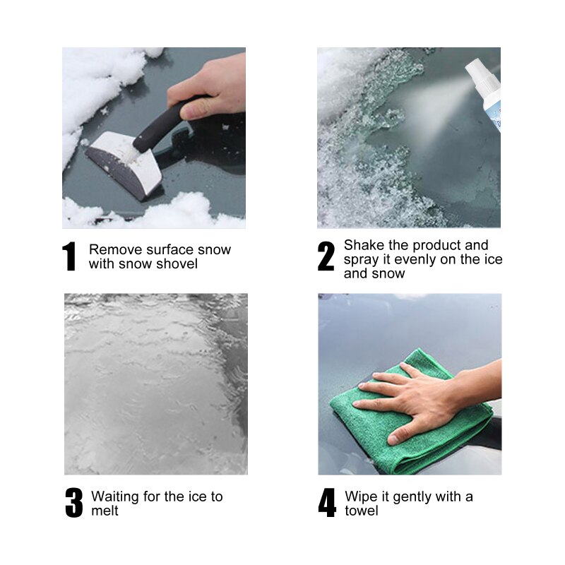 30ml Car Window Windshield Car Ice Snow Remover Agent Deicer Cone Deicing Shovel Tool Removal Glass Ice Scraper Cleaner