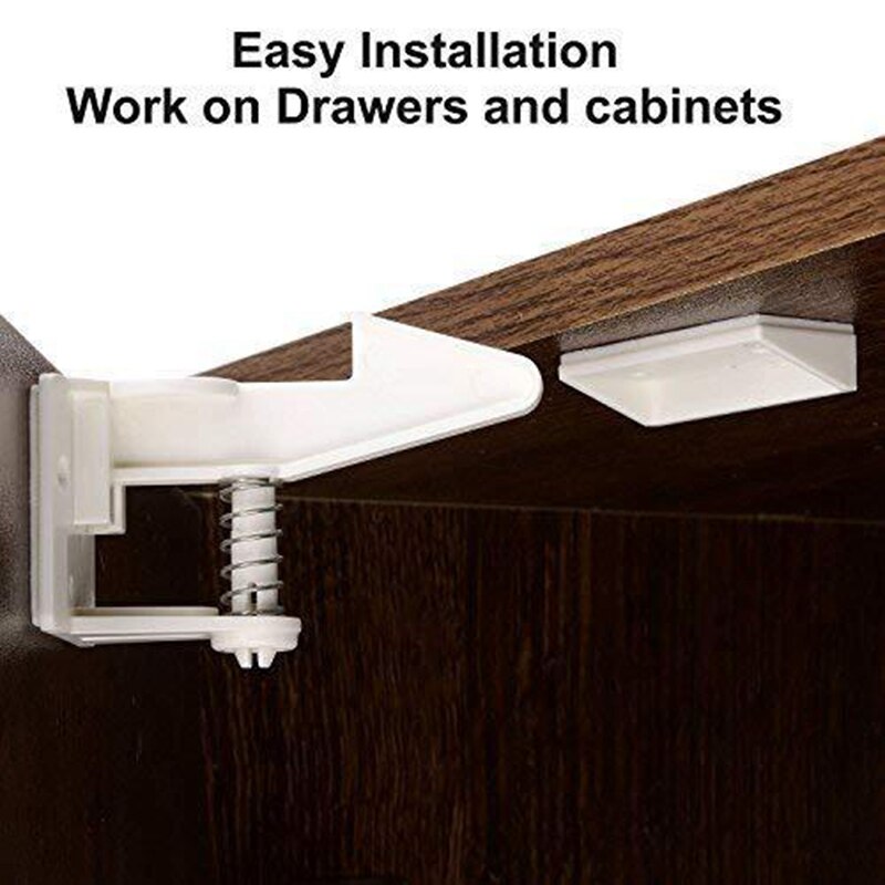 Retail 10Pcs Kabinet Sloten Kind Veiligheid Vergrendelingen Baby Veilig Magnetische Ladekast Lock Kids Adhesive Proof Kabinet Sloten