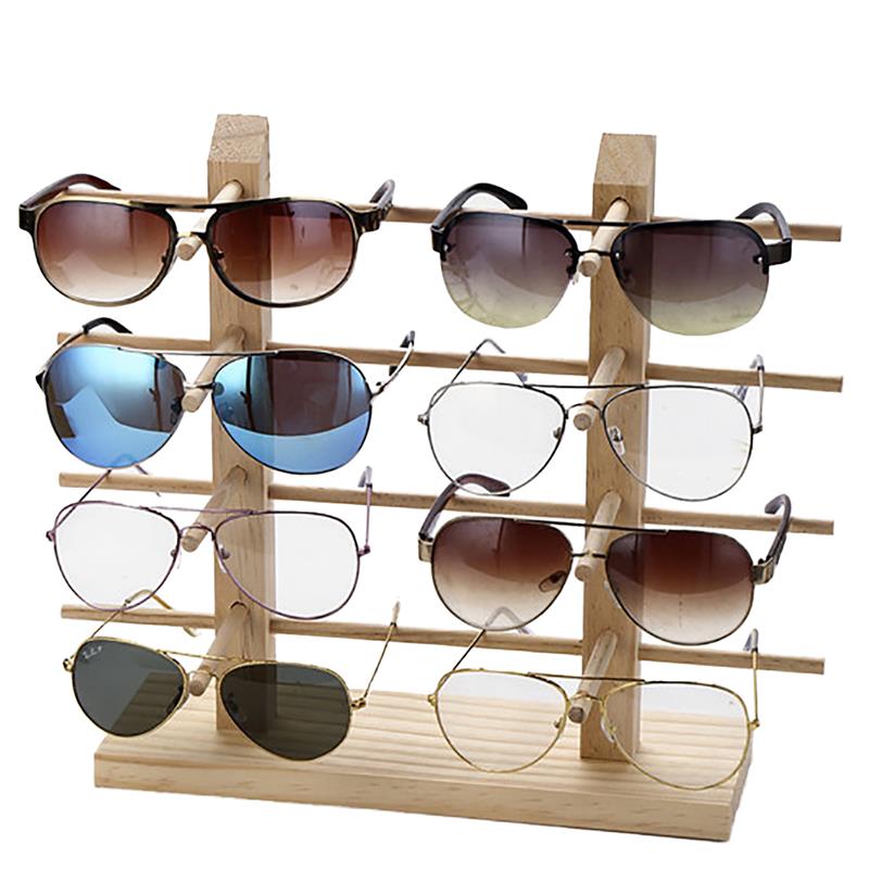 Multi Layers Wood Sunglass Display Rack Shelf Eyeglasses Show Stand Jewelry Holder for Multi Pairs Glasses Showcase: 8 Pairs