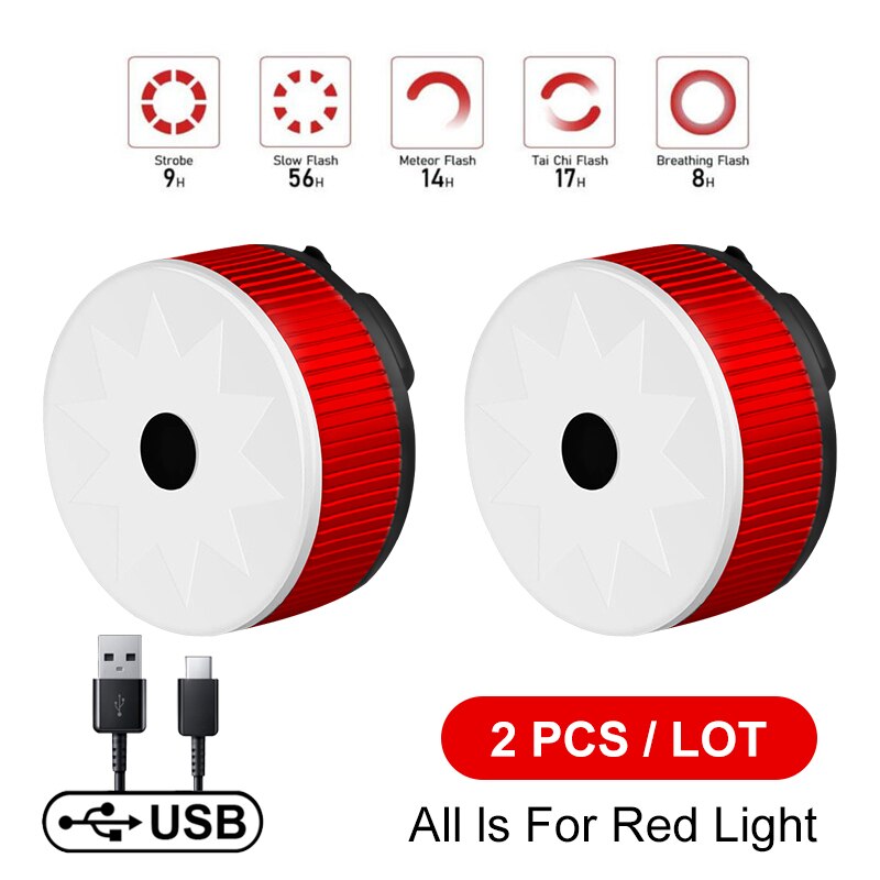 X-tiger sykkellys vanntett usb led oppladbar kjørebaklys nattsykkellykt lommelykt terrengsykkel baklys: Wd -0602-2t