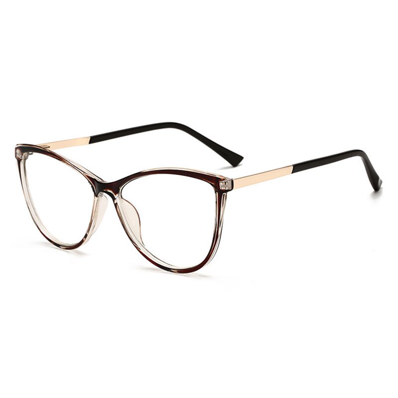 Optical Eye Glasses with Spring Hinges Unisex Alloy Eyewear Frame Anti Blue Ray Cat Eye Myopia Glasses