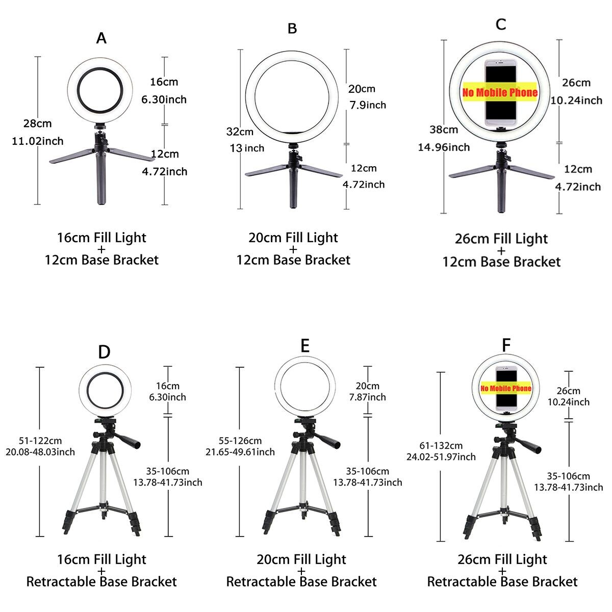 LED Ring Light Photo Studio Camera Light Photography Video Live Beauty Fill Lamp Set With Tripod Bracket for Phone
