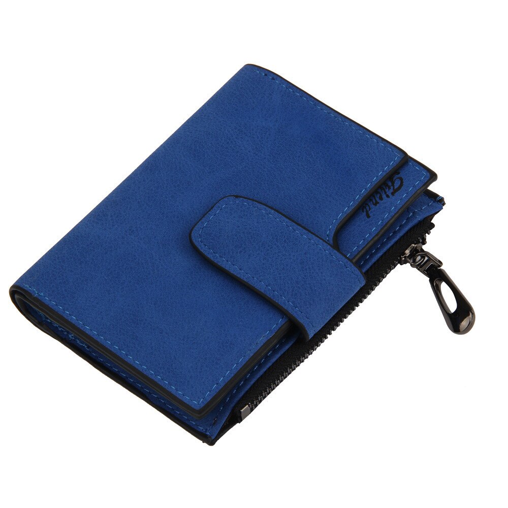 Small Female Purse short purse Lady Letter Snap Fastener Zipper Short Clutch Wallet Solid Vintage Matte Women Wallet