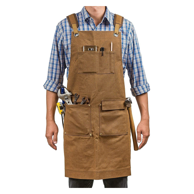 Delantal de lona impermeable grueso para limpieza de carpintería, conjunto de mandil de manga para carpintero, electricista, jardinería, industria pesada: Blanco