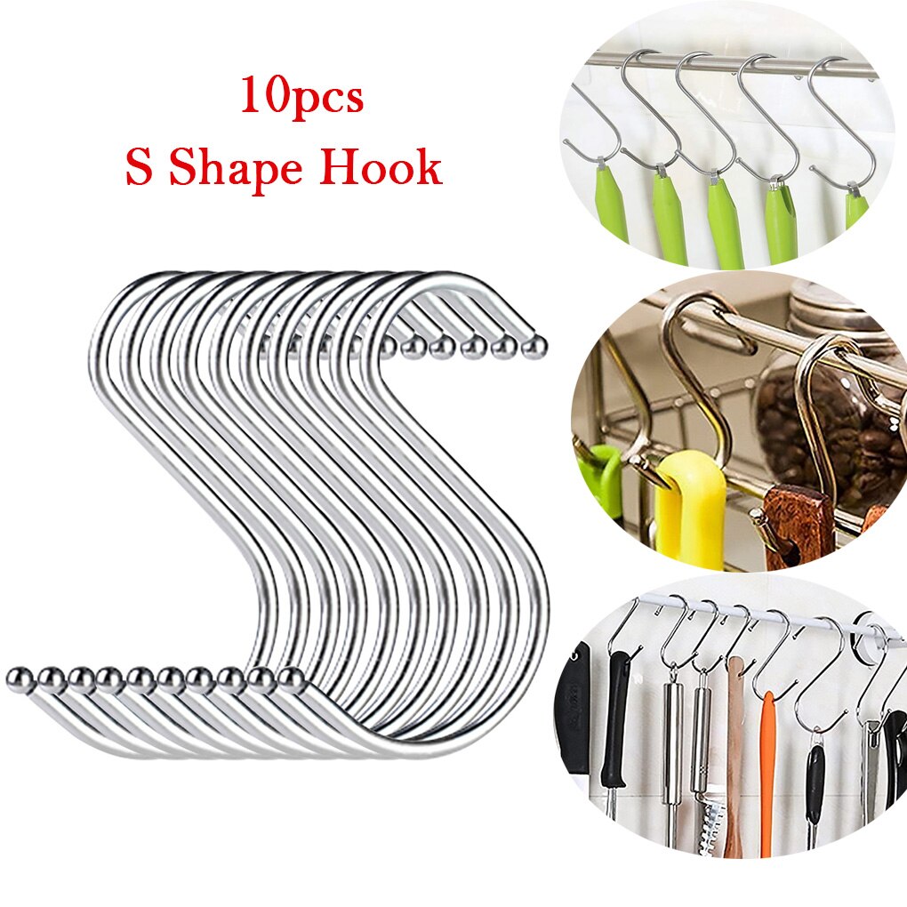 10 Stuks S-vorm Haak Kleding Gewaad Broek Tool Worst Opknoping Metalen Hanger Haken Diverse Set