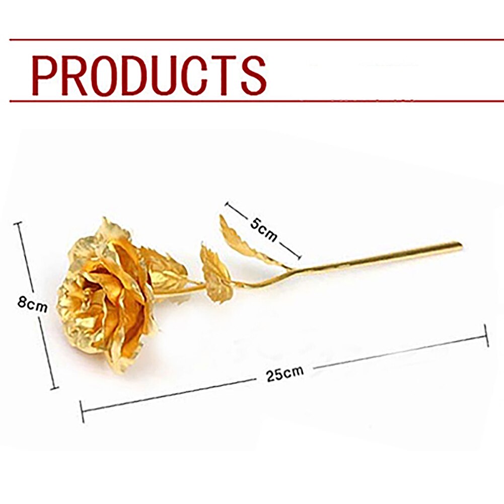 Delicate Gold Foil Rose Flower Box Simulation 24K Valentines Day Christmas Wedding Home Furnishing Decor