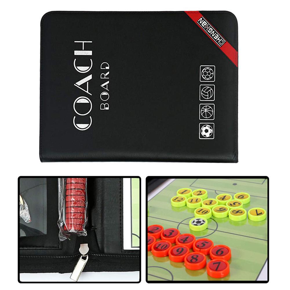 Pu leather football trainer board, magnetic coaching strategy board for football, basketball, volleyball, handball coaching board