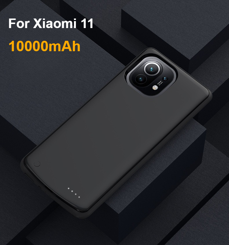 Verbesserte 10000 mAh Akku-Ladegerät-Hüllen für Xiaomi Mi 11 11 Profi/11 Lite Ultra Energie Bank Ladeabdeckung Makao Rama Rama: Dunkelrot