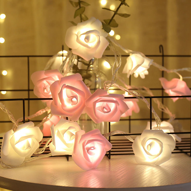 1,5 M 10LED Künstliche Rose Blume Girlande Schnur Licht LED Lichterkette Valentinstag Hochzeit Weihnachten Party Dekorationen