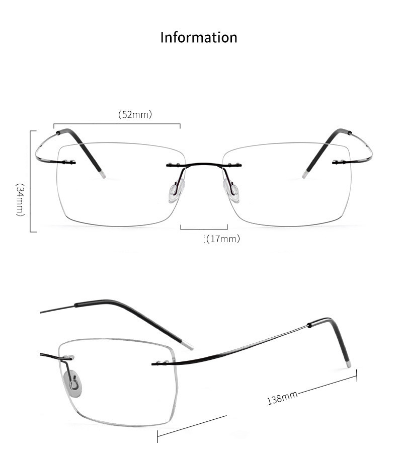 Randlose Titan Brillen Rahmen Super Leichtgewichtige flexibel Titan Legierung Tempel Beine Optische Gläser Rezept Frameles