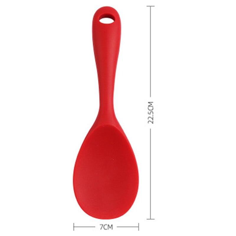 Silicone Spoon Anti-scalding Translucent Colorful Rice Scoop Heat Resistant Non-stick Rice Cooker Tableware Kitchen Cooking Tool: A-Red