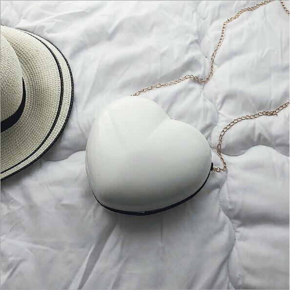 Liefde Hartvormige Hard Shell Chain Schouder Crossbody Tas Meisje Handtas Houder: WHITE