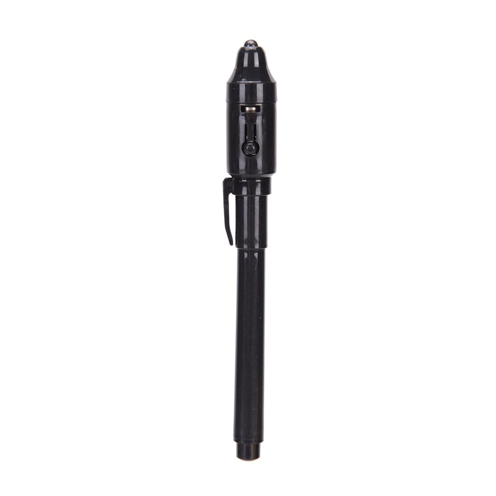 Grande tête furtif lumière stylo magique violet 2 en 1 UV lumière noire Combo papeterie école bureau dessin Invisible encre stylo: Black