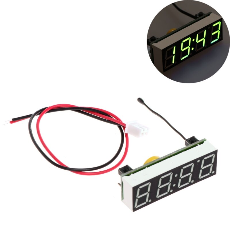 Car 3 in 1 LED DIY Digital Clock Temperature Voltage Module Electronic DC 5~30V R2LC: GN