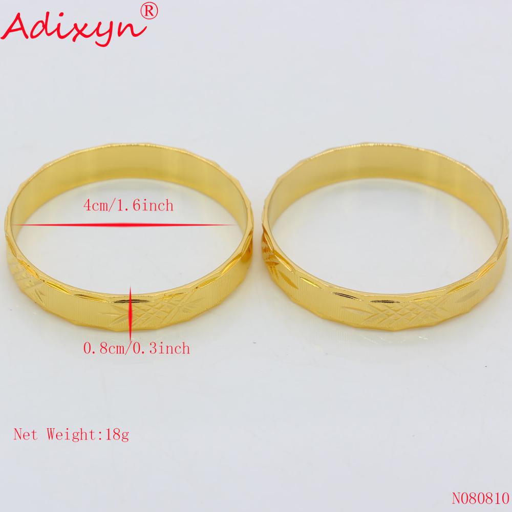 Adixyn Decoratief Patroon Baby Bangle Gold Kleur 7.5 $/2 Stuks Dubai Armbanden Voor Baby/Kids Trendy Afrikaanse arabische Sieraden N080810