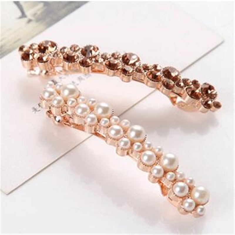 Women Girl Korean Crystal Crystal Pearl Hair Clip Barrettes Hairgrips Hair Pin Hair Accessories Styling Tools