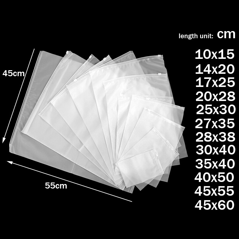 2PCSTop Matte Clear Plastic Storage Bag Travel Bags Zip Lock Valve Slide Seal underwear Package storage Reclosable Pouch Bags