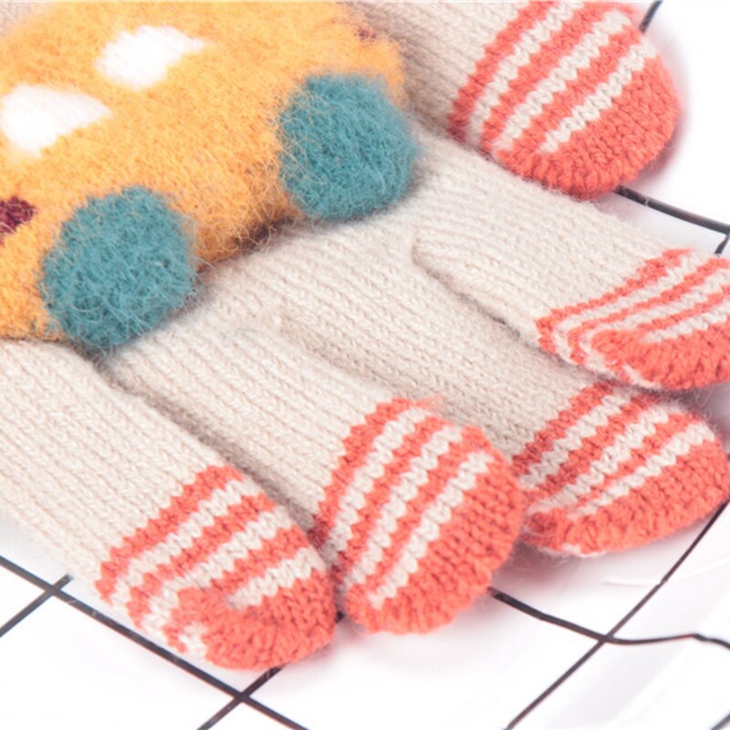 Baby Meisjes Handschoenen Volledige Vinger Voor Kinderen Cartoon Auto Wanten Warmer Kids Herfst Winter Handschoen School Jongen Wollen Gebreide Mitten