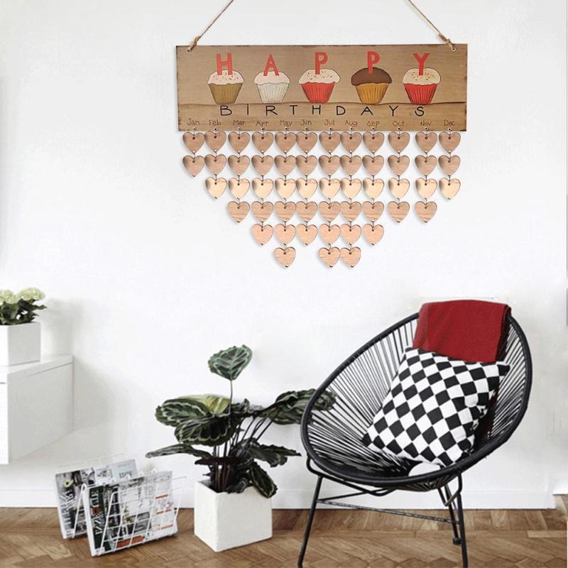Holz Glücklich Geburtstag Erinnerung Zeichen DIY Kalender Bord Freunde Datum markieren