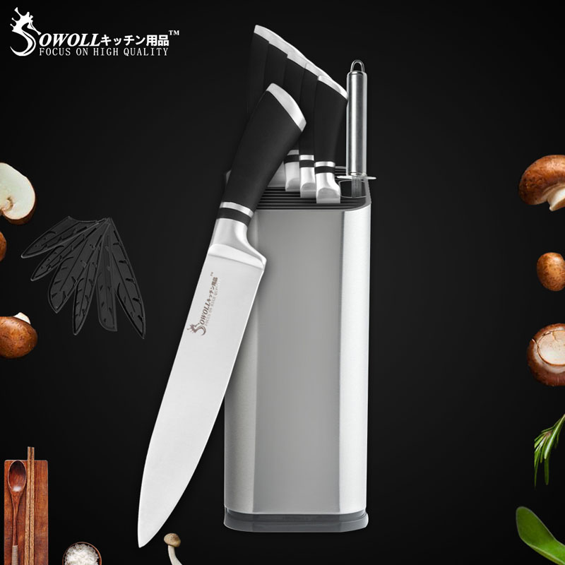 Sowoll 6 stk køkkenknive sæt godt økonomisk rustfrit stål knivsæt kokkebrød udskæring santoku brugsfrugtkniv