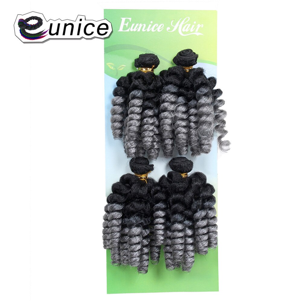 Eunice Funmi Curly Hair Bundles 4Pcs/Pack 18inch *4 Synthetic Hair Weave Ombre Color Grey/BUG/#30 Fiber Hair Extension