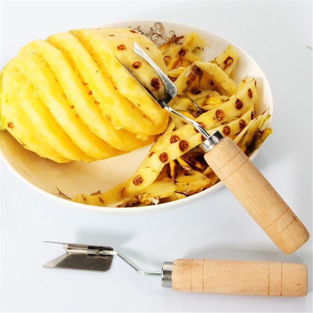 1pc bærbar skridsikker rustfrit stål frugt ananasskræller let rengøring gaffel frugtsalat værktøj køkkenredskaber