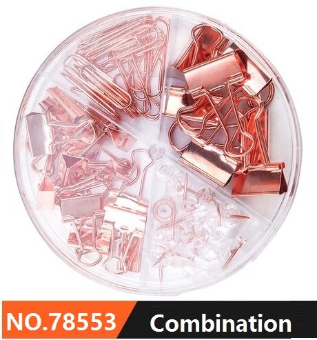 1 Pack Rose Gold Office Combination Push Pin Paper Clip Ticket Holder Desktop Gadget Metal Multi-Function Clip Deli 78551: 78553 1pack