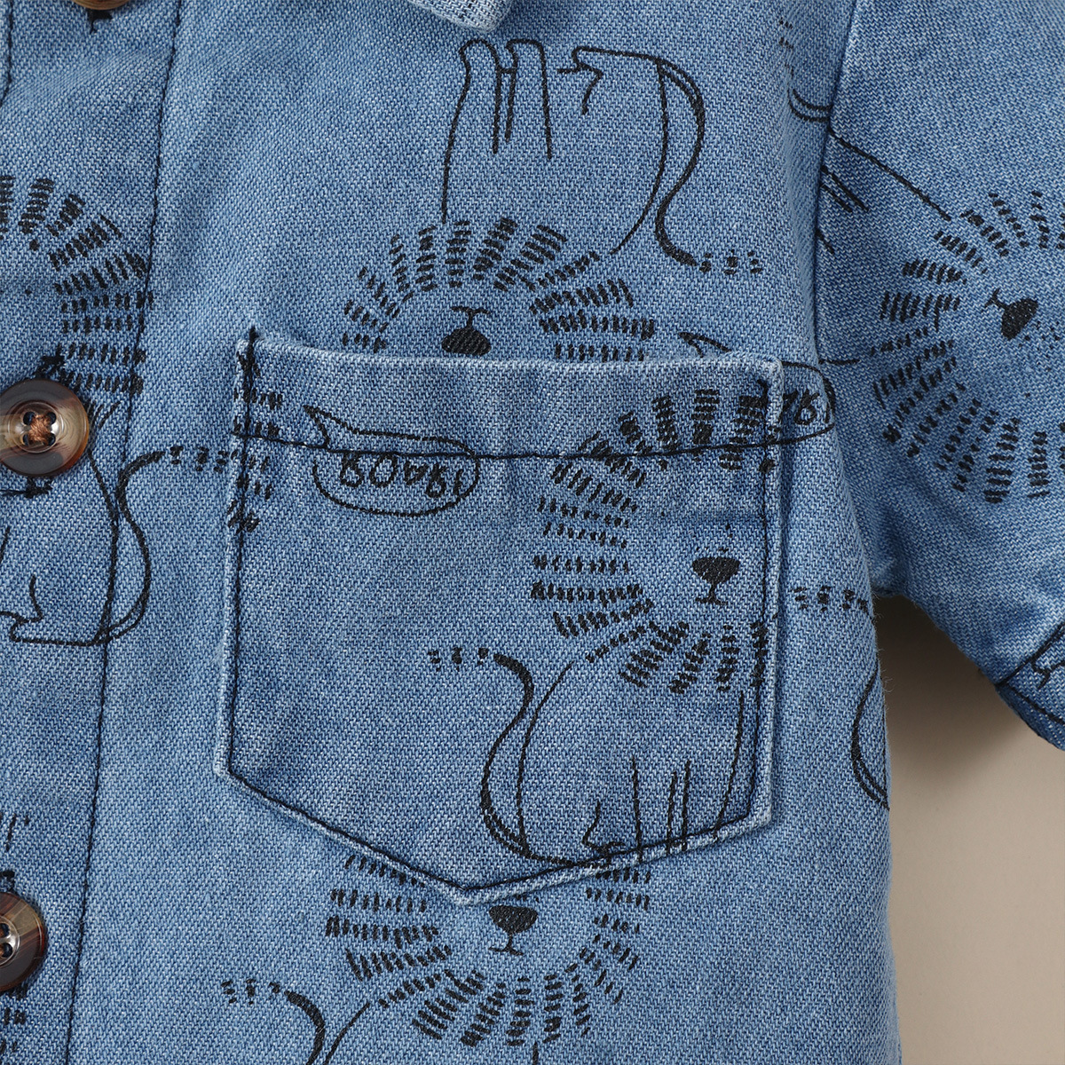 2022 Summer Lion Print Newborn Boys Girls Cowboy pagliaccetto Baby Boys Girls pagliaccetti a maniche corte Jeans tute abbigliamento per bambini