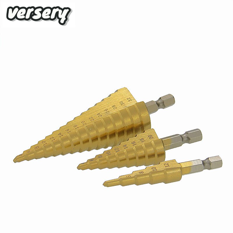 Hexagon Handle Straight Groove Step Drill Step Drill Alloy Thin Aluminum Plate Iron Plate Hole Opening Set Pagoda Drill 3 Pc