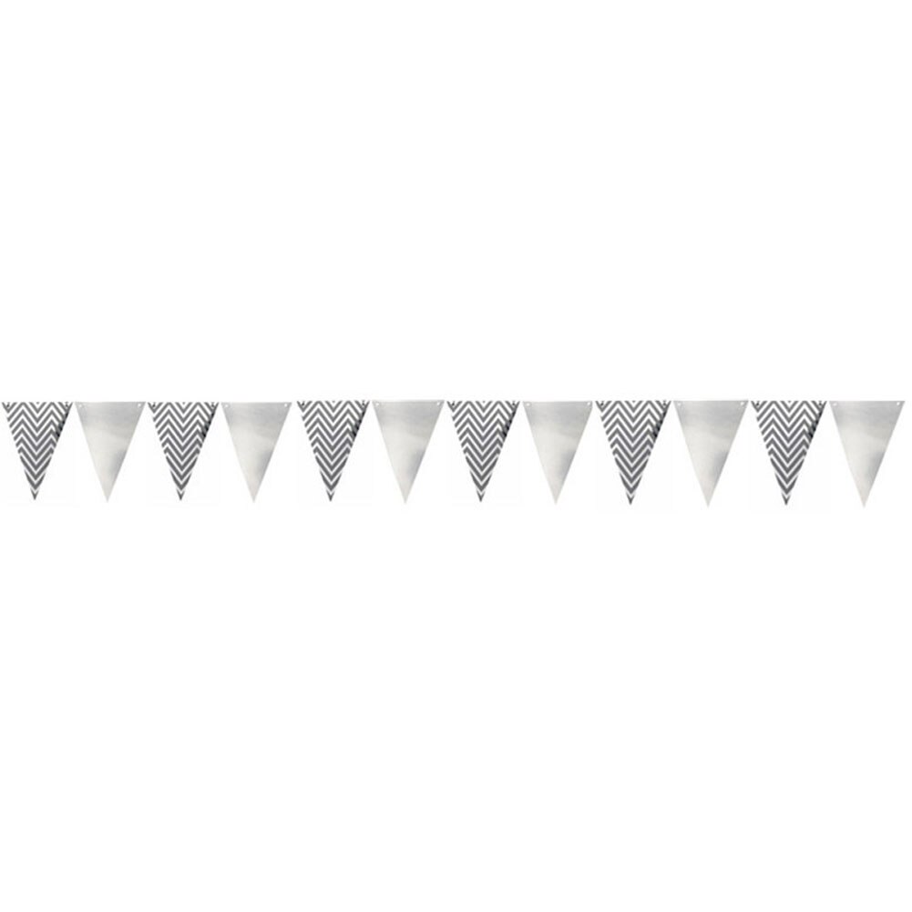1Set 5M Golden Paper Triangle Banner Pennant Hanging Flag for Birthday Wedding Baby Shower Event Party Supplies Photograph Props: Silver2