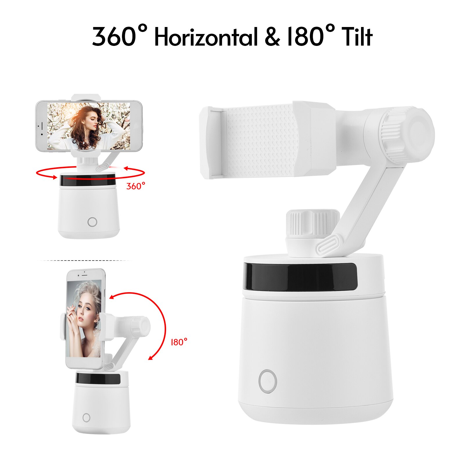 Arealer Smart Selfie Stick - Object & Face Tracking - Bluetooth - USB Phone Charging - 1/4" Thread