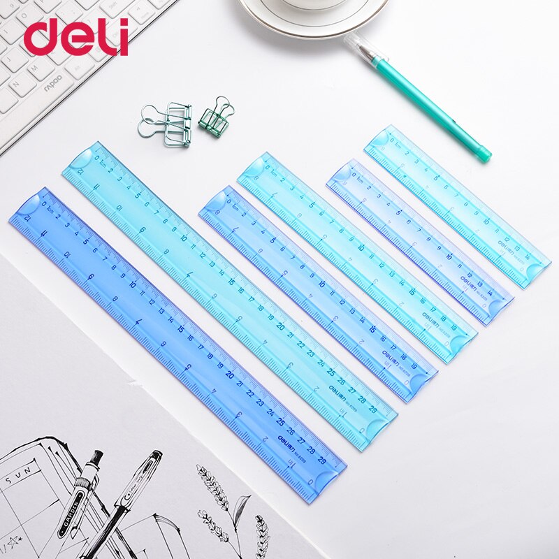 Deli Soft Ruler Multicolour Student Flexible Ruler Infinite Bending Tape Measure Straight Ruler Office School Supplies