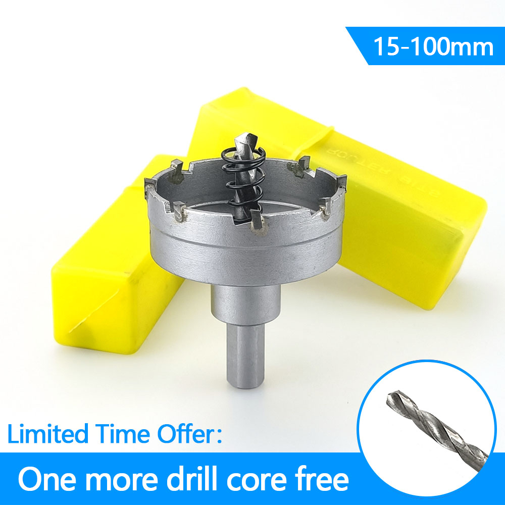 Scie cloche TCT 15-100mm, pointe en carbure, foret à noyau, couronne de perçage pour métal, alliage d'acier inoxydable, 1 pièce