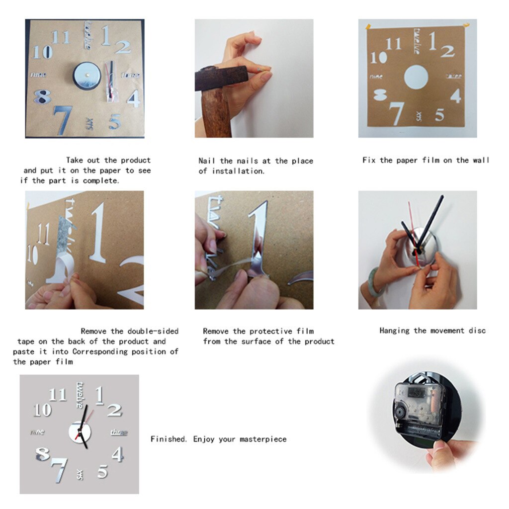 Horloge murale 3D à miroir en acrylique avec chiffres romains à imprimer, autocollants, chiffres romains, décoration de la maison, # GH